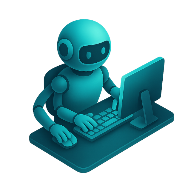 Робот за столом выполняет рутину