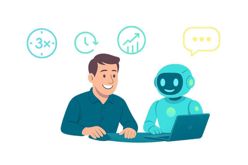 Работа с ИИ: ассистент закрывает рутину, остаётся время на развитие